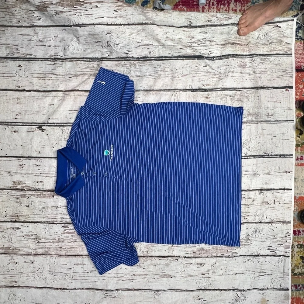 Nike Golf The Barclays Golfer Tennis Short Sleeve Mens Blue Country Club